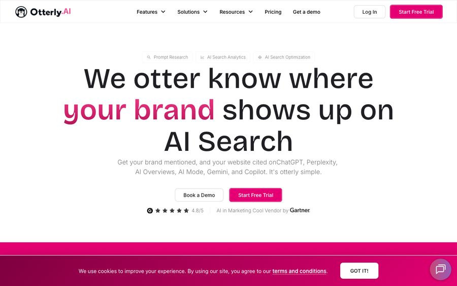 Otterly.AI homepage, August 2026