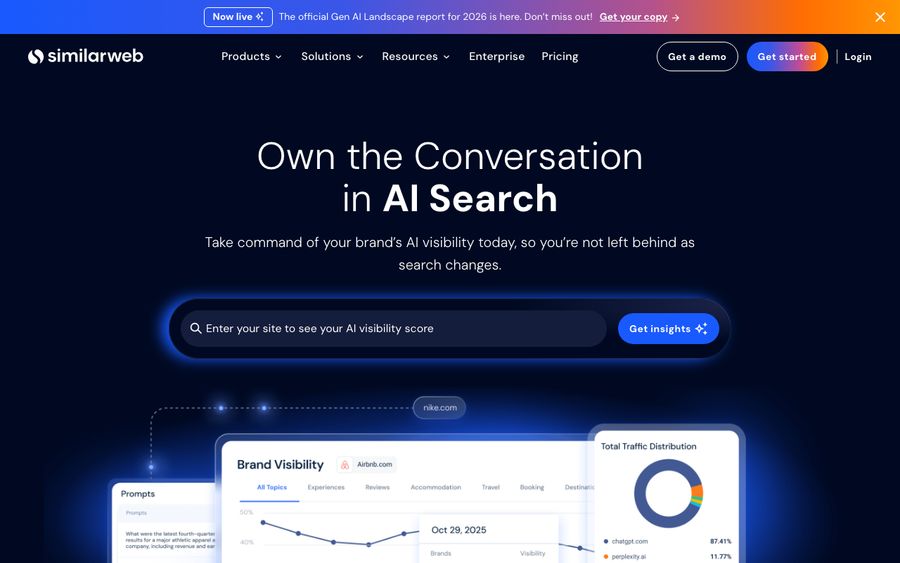 Similarweb AI Search Intelligence page, August 2026